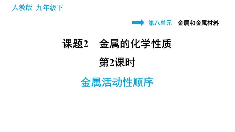 人教版九年级下册化学习题课件 第8单元 8.2.2 金属活动性顺序第1页