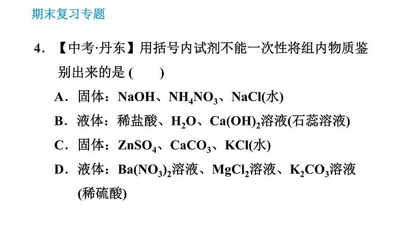 沪教版九年级下册化学课件 期末复习 专题1 物质的检验、鉴别与除杂08