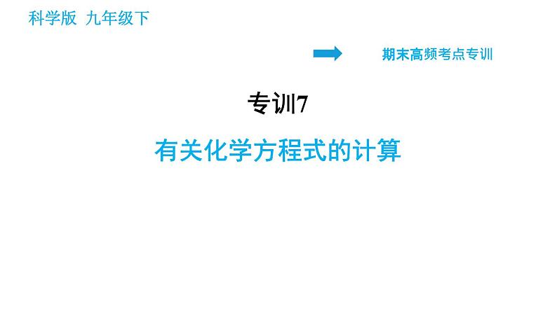 科学版九年级下册化学课件 期末专训 专训7 有关化学方程式的计算01