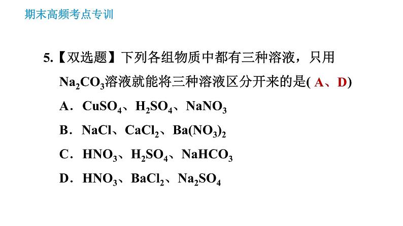 科学版九年级下册化学课件 期末专训 专训3 物质的鉴别与检验08