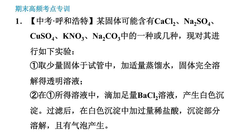 科学版九年级下册化学课件 期末专训 专训5 物质的推断第3页