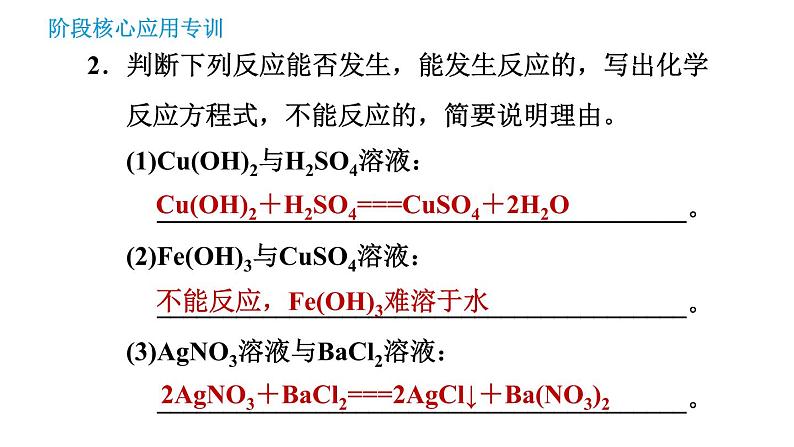 科学版九年级下册化学课件 第8章 阶段核心应用专训 复分解反应的应用第5页