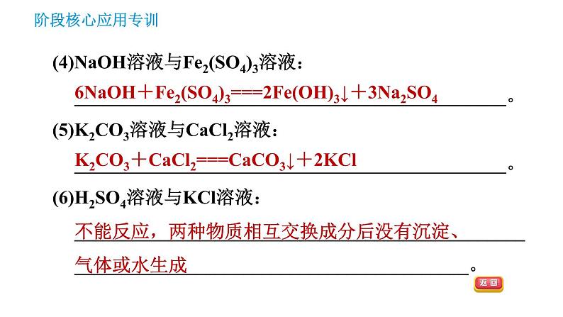 科学版九年级下册化学课件 第8章 阶段核心应用专训 复分解反应的应用第6页