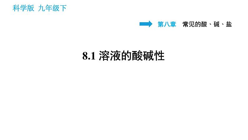 科学版九年级下册化学课件 第8章 8.1 溶液的酸碱性第1页