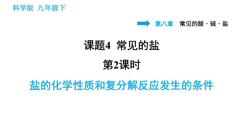 科学版九年级下册化学课件 第8章 8.4.2 盐的化学性质和复分解反应发生的条件01