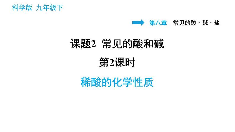 科学版九年级下册化学课件 第8章 8.2.2 稀酸的化学性质第1页