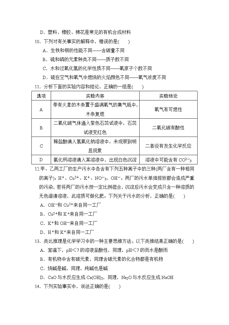 鲁教版九年级下册化学 综合能力测试题（一）03