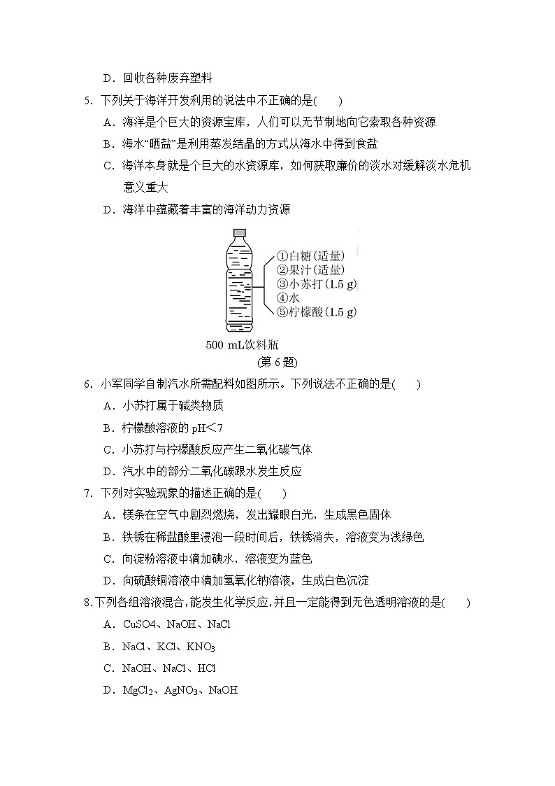 鲁教版九年级下册化学 期末达标检测卷第2页