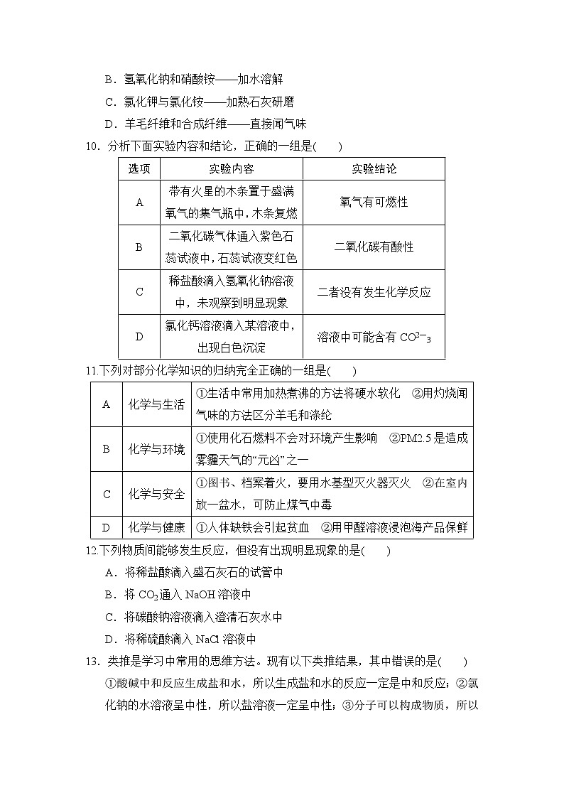 沪教版九年级下册化学 综合能力测试题（一）第3页