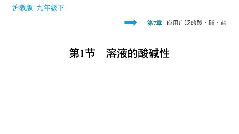 沪教版九年级下册化学课件 第7章 7.1 溶液的酸碱性第1页