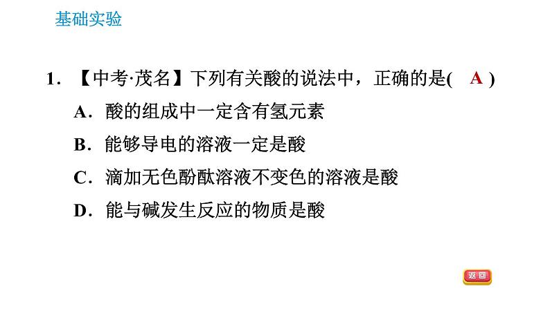 沪教版九年级下册化学课件 第7章 基础实验8 酸与碱的化学性质03