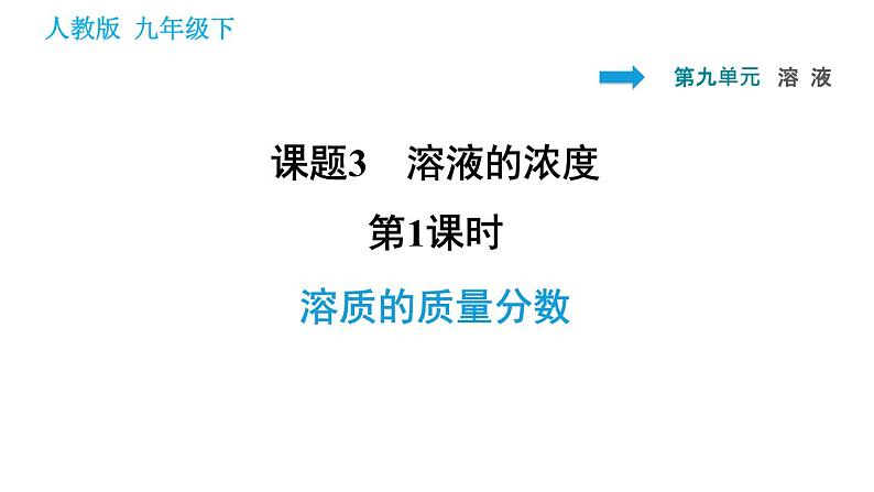 人教版九年级下册化学课件 第9单元 9.3.1 溶质的质量分数0第1页