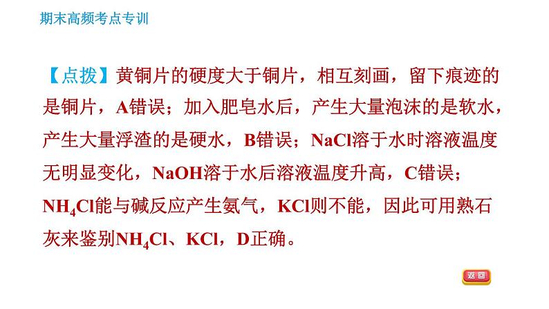 人教版九年级下册化学习题课件 期末考点 专训4 物质的鉴别与检验第7页