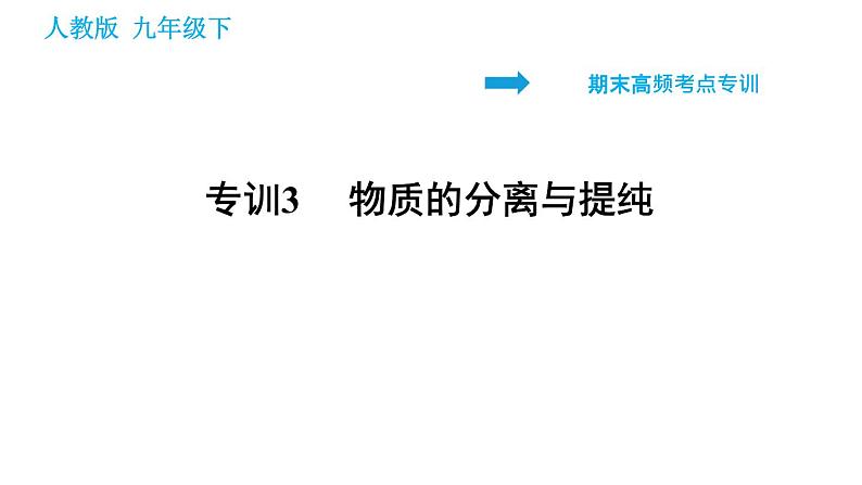 人教版九年级下册化学习题课件 期末考点 专训3 物质的分离与提纯第1页