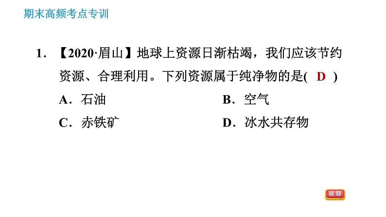 人教版九年级下册化学习题课件 期末考点 专训1 物质的分类第3页