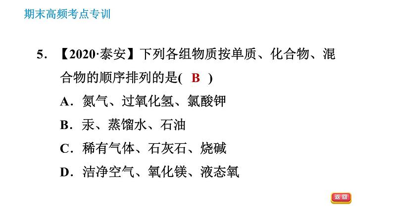 人教版九年级下册化学习题课件 期末考点 专训1 物质的分类第7页