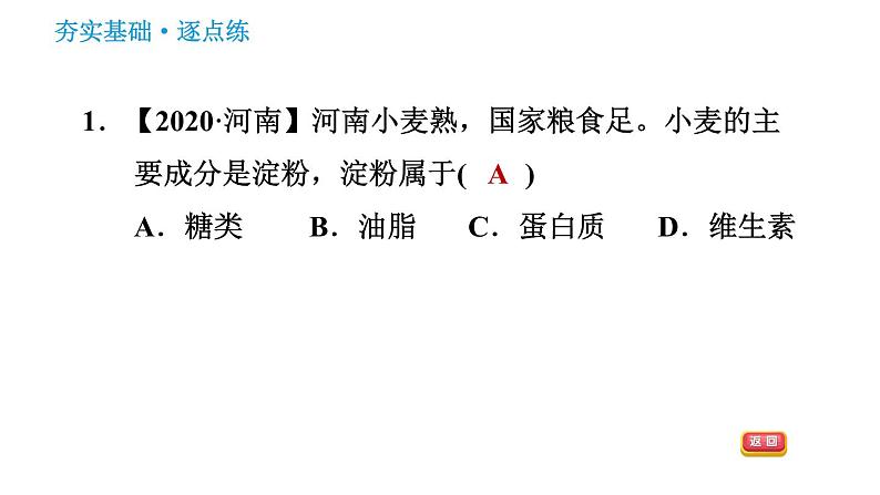 人教版九年级下册化学习题课件 第12单元 12.1 人类重要的营养物质第3页