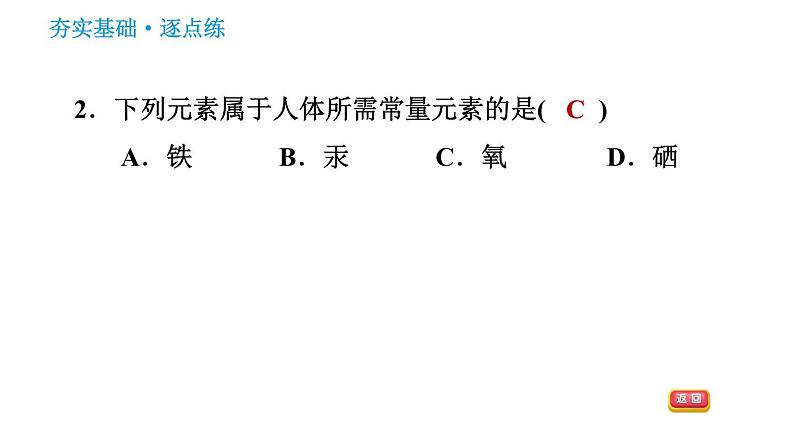 人教版九年级下册化学习题课件 第12单元 12.2 化学元素与人体健康第4页