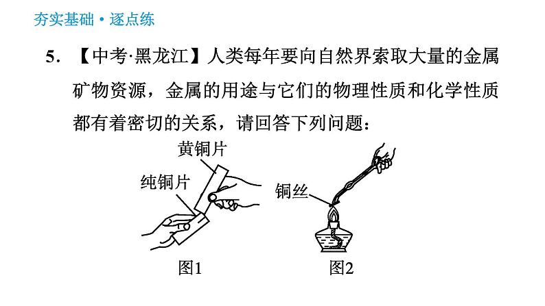 人教版九年级下册化学习题课件 第8单元 实验活动4 金属的物理性质和某些化学性质第7页