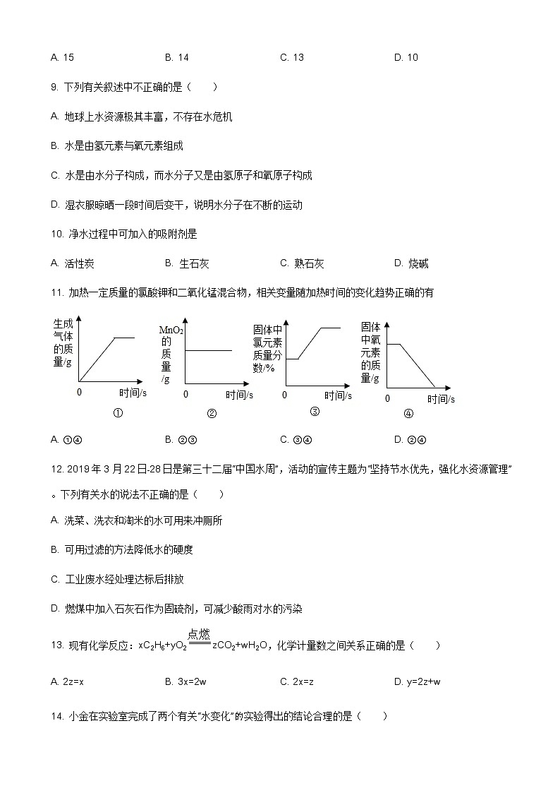 精品解析：科粤版 第4章 生命之源——水（单元测试）（解析版）03