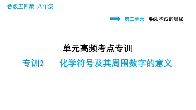 鲁教五四版八年级化学课件 第3单元 单元高频考点专训 专训2 化学符号及其周围数字的意义01