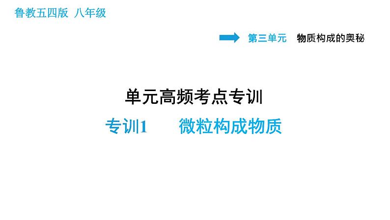 鲁教五四版八年级化学课件 第3单元 单元高频考点专训 专训1 微粒构成物质01