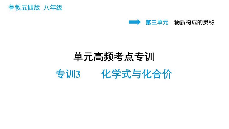 鲁教五四版八年级化学课件 第3单元 单元高频考点专训 专训3 化学式与化合价第1页