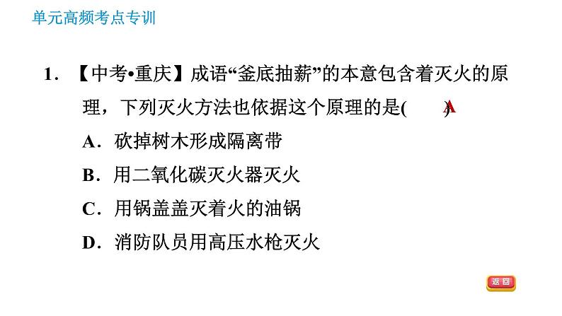 鲁教五四版八年级化学课件 第6单元 单元高频考点专训 专训 燃烧与燃料第3页