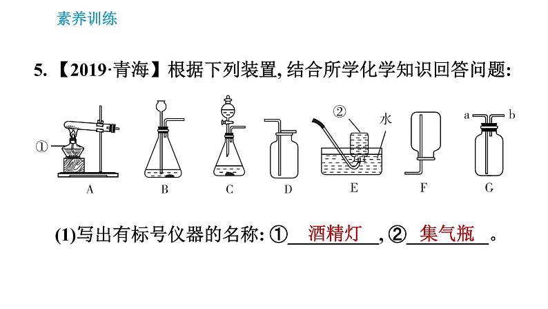 人教版九年级上册化学习题课件 第6单元 集训课堂 实验室制取气体的常见题型08