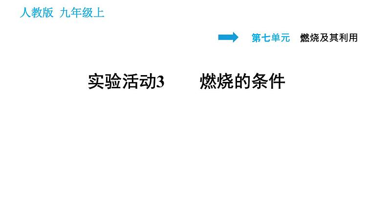 人教版九年级上册化学习题课件 第7单元 实验活动3 燃烧的条件01