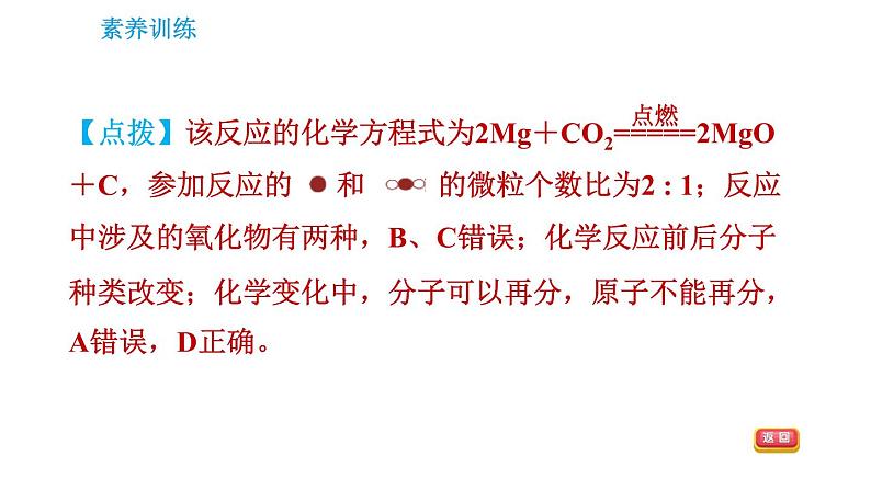 人教版九年级上册化学习题课件 第5单元集训课堂 微观模型图与化学反应第6页