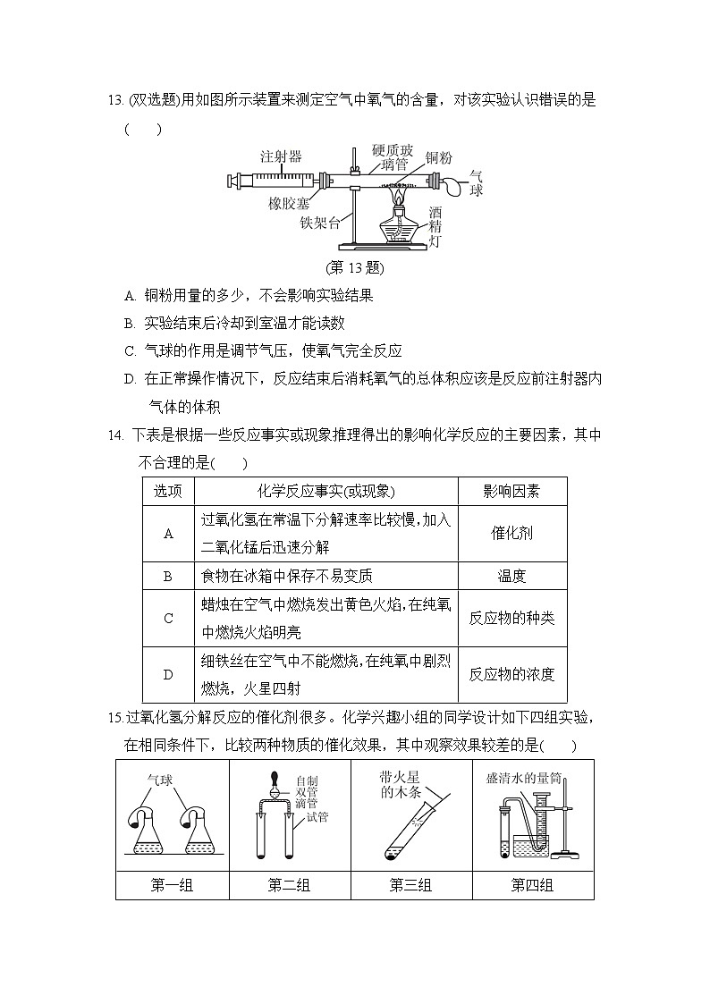 鲁教五四版八年级全一册化学 第四单元达标检测卷第3页