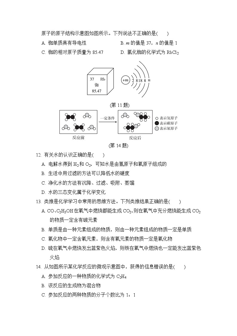 鲁教五四版八年级全一册化学 第二学期达标检测卷第3页