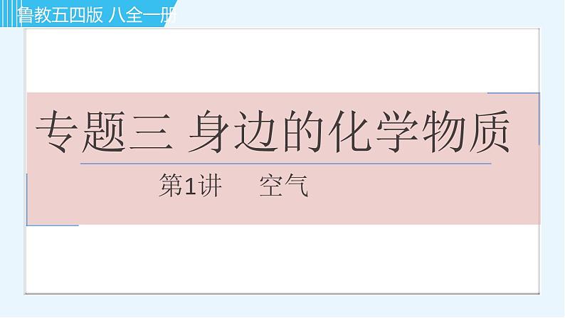 鲁教五四版八年级全一册化学习题课件 专题三 身边的化学物质 第1讲 空气第1页