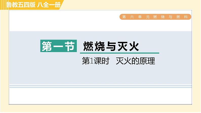 鲁教五四版八年级全一册化学习题课件 第6单元 6.1.1 灭火的原理第1页