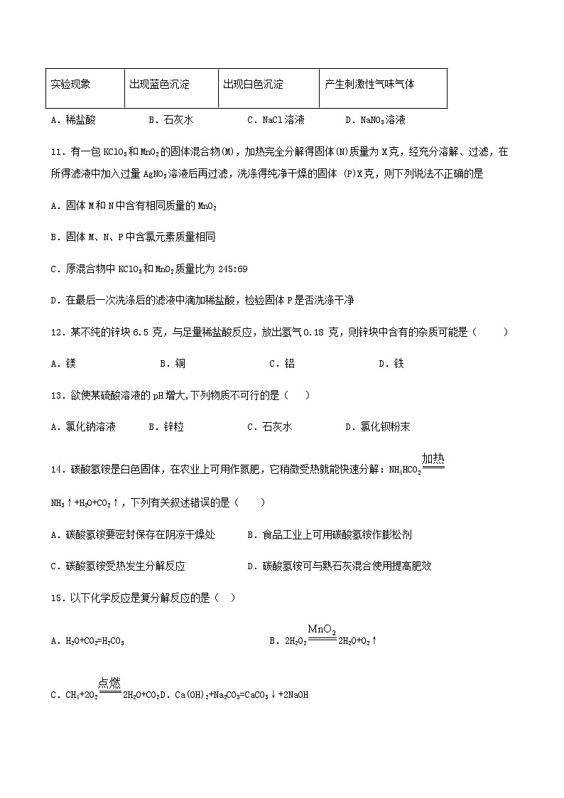 新仁爱版 九年级化学下册专题7初识酸碱和盐单元练习（含解析）第3页
