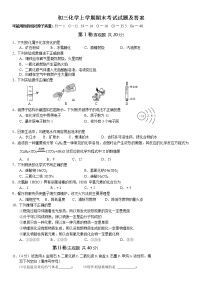 初三化学上学期期末考试试题及答案