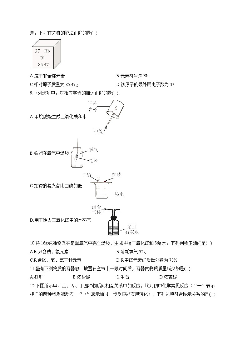天津市2021届中考化学试卷第2页