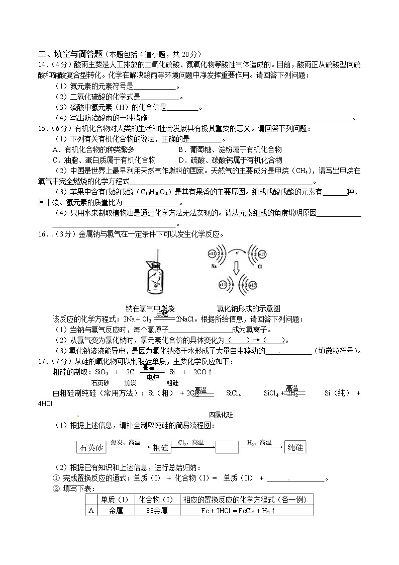 2015年辽宁省沈阳市中考化学试题及答案第2页