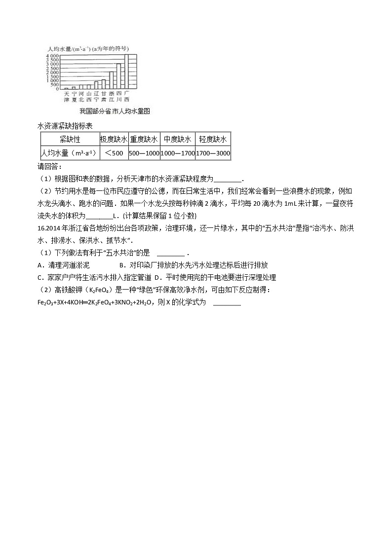 北京课改版九上化学 4.3水资源的开发利用和保护 同步练习（含解析）第3页
