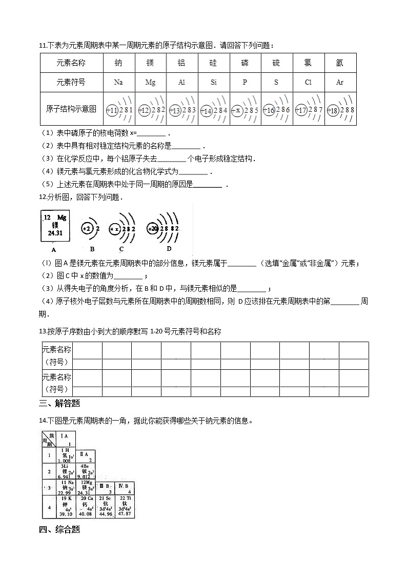 北京课改版九上化学 5.1初步认识化学元素 同步练习（含解析）第2页