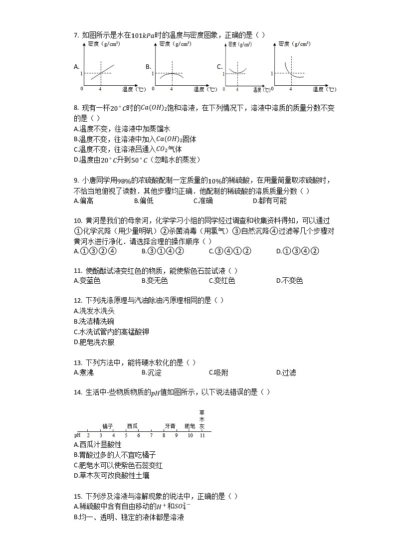 第三章 走进溶液世界 单元检测试题(含解析）02