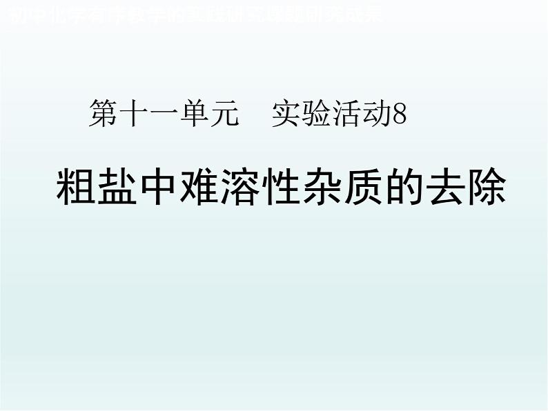 九年级化学人教版下册第十一单元 实验活动8 粗盐中难溶性杂质的去除 课件01