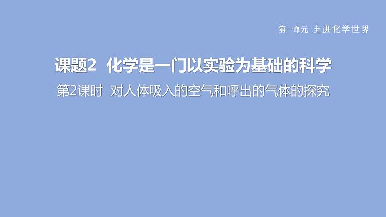 2022人教版初中化学九年级（上册）第一单元  课题2 第2课时 对人体吸入的空气和呼出的气体的探究课件PPT第1页