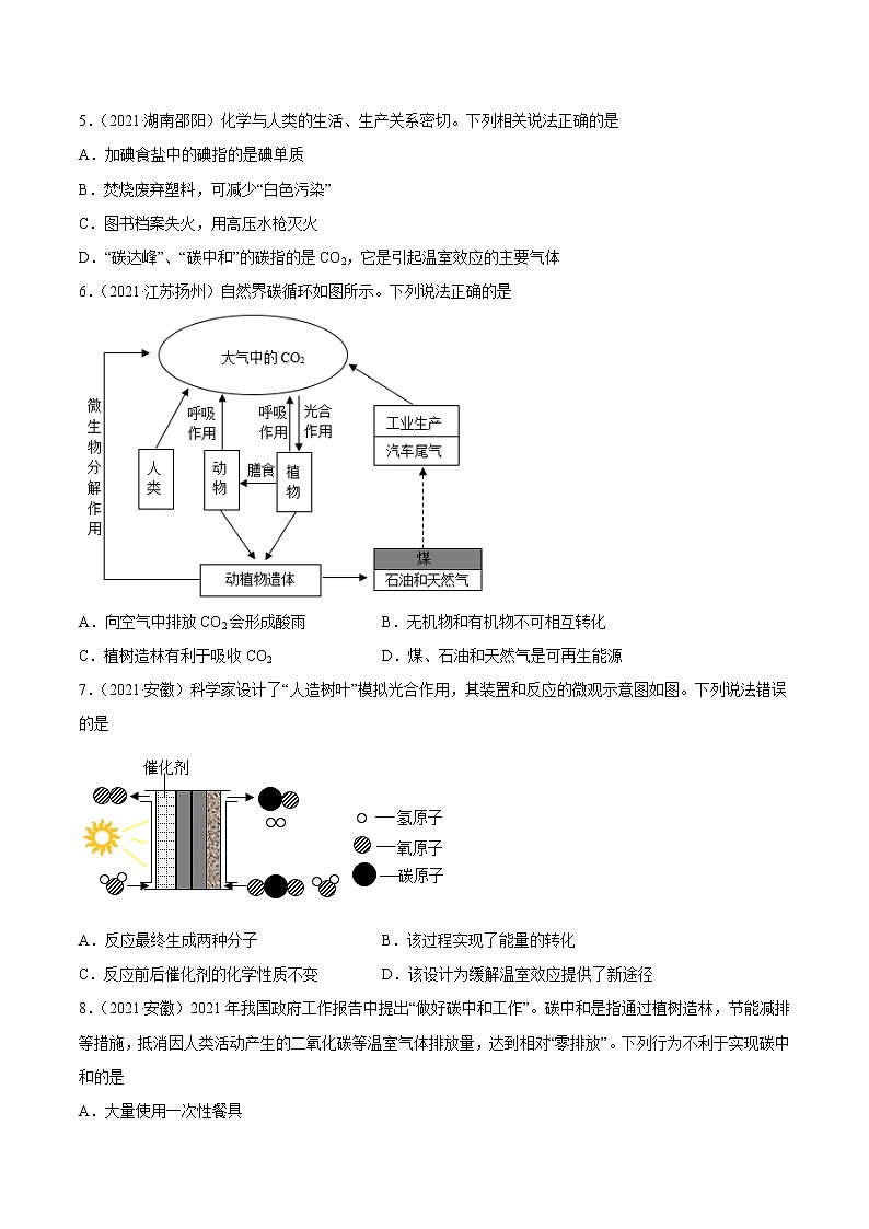 专题09 碳和碳的氧化物-2021年中考化学真题分项汇编第2页