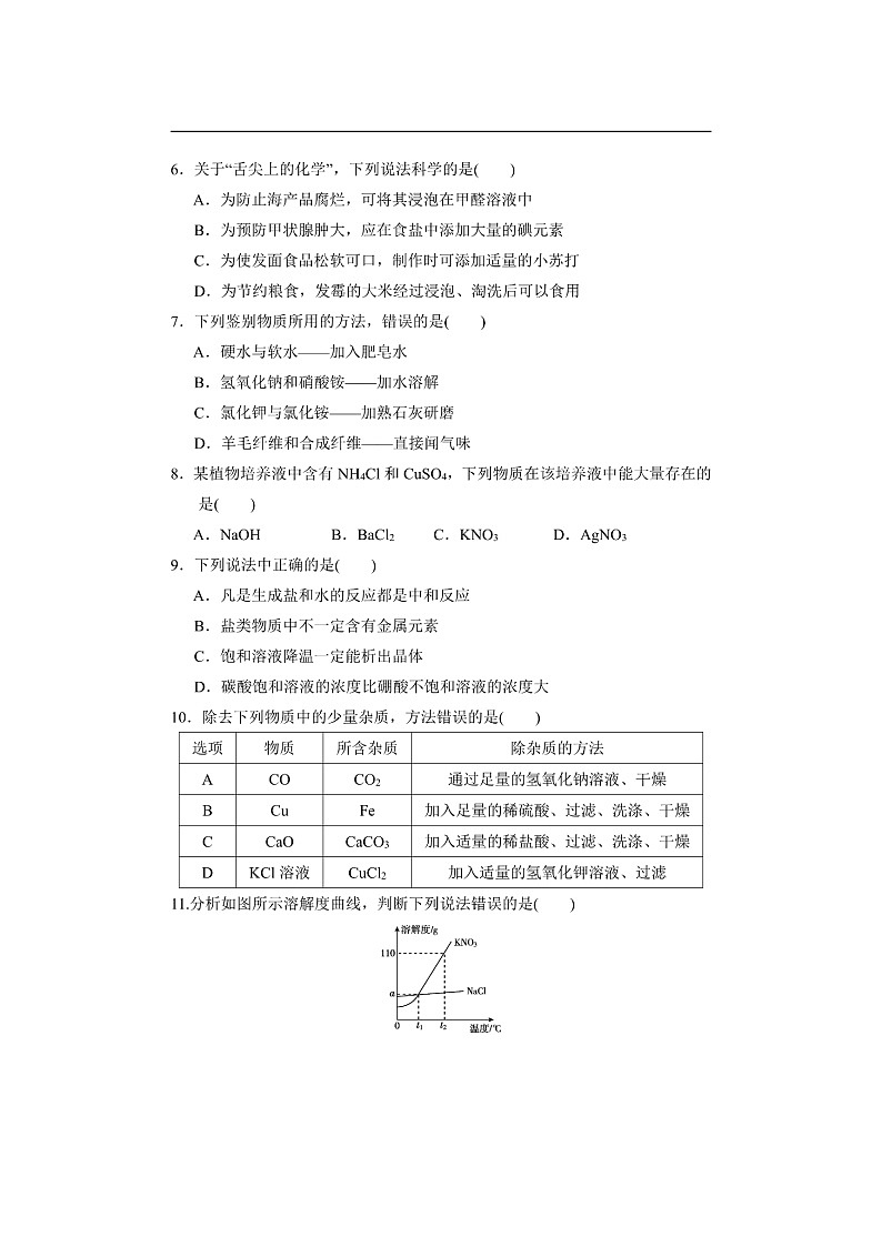 九年级下册化学期末达标测试卷+答案02
