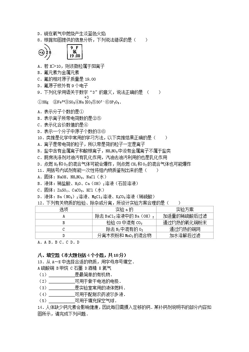 辽宁省丹东市2016年中考化学真题试题（含解析）02