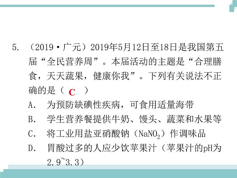 中考化学考点复习课件：考点18 化学与生活06