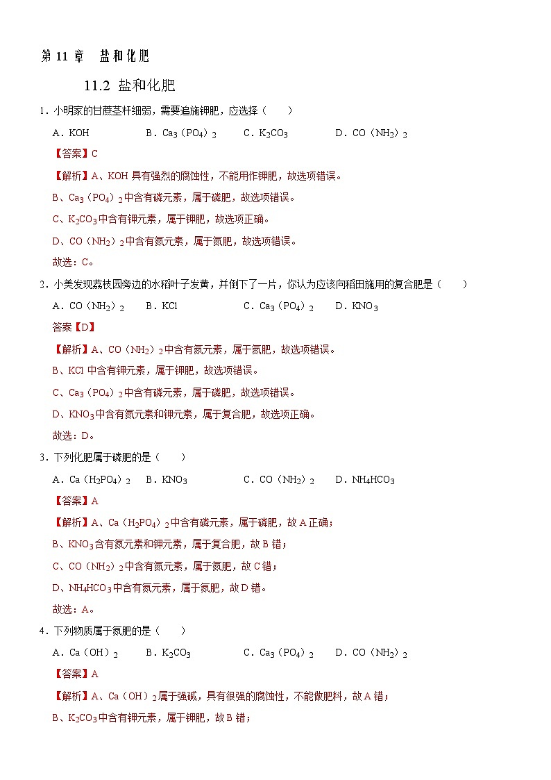 11.2 化学肥料(解析版)第1页