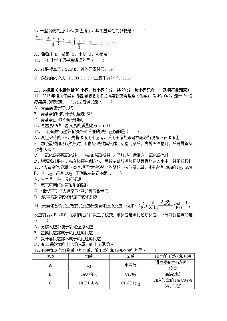 山东省潍坊市2016年中考化学试题（word版，含解析）02